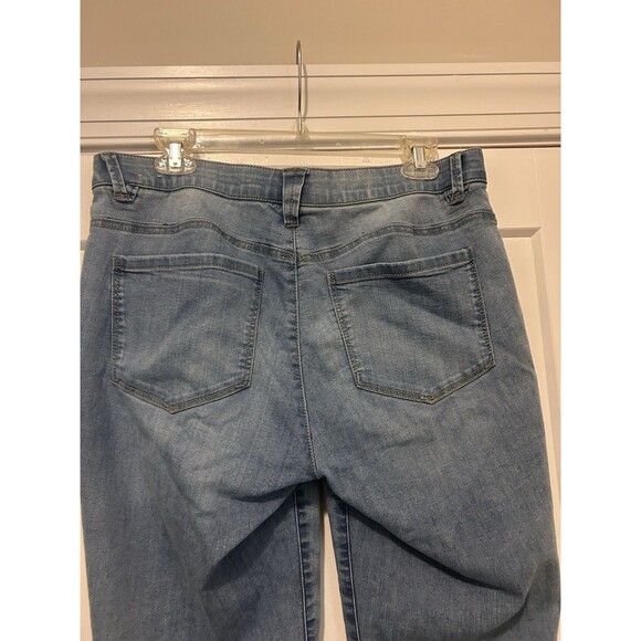 Democracy Jeans Women Size 12 Blue "Ab" Technology Tapered Fray Hem Denim Jeans - Picture 9 of 10